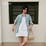 Calvin Klein小众单肩包礼物荔枝纹包包金属搭扣链条翻盖CK女包斜挎包DH2806 RM0-小鸡黄 OS