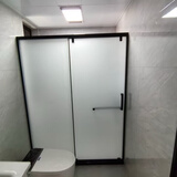 定制一字形淋浴房干湿分离浴室隔断卫生间推拉门钢化玻璃移门 一固一移 定制尺寸/平方价