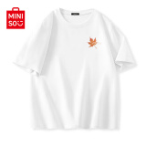 名创优品（MINISO）纯棉t恤男夏季2025新款衣服青少年亲肤透气时尚宽松大码冰感短袖 白色(秋叶胸标) L 175 (名创优品 品控严格)