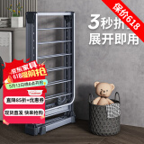 华峰晾衣架落地折叠阳台晒衣架翼型简易室内挂衣架加厚铝合金衣架挂架 【灰1.8m 】62挂孔+12夹
