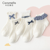 caramella25年春夏季女童袜薄款网眼透气棉质短袜学院风童袜花边宝宝婴儿袜