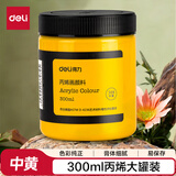 得力(deli)中黄丙烯颜料300ml大容量墙绘手绘绘画彩绘DIY丙烯画大桶装大瓶美术女孩儿童礼物速写