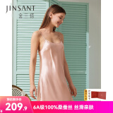 金三塔吊带连衣裙真丝睡衣女性感真丝睡裙桑蚕丝家居服 十样锦粉9996 XL (170/92A)