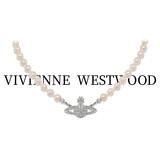 薇薇安·威斯特伍德（Vivienne Westwood）[代购现货]西太后珍珠项链女土星经典带钻明星同款生日礼物送女友 银色-土星珍珠项链