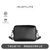 INJOYLIFE男生包包单肩斜挎包男潮牌港风斜挎包复古小包休闲包 黑色