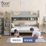 Boori艾芙兰积木双层床进口实木子母床上下铺儿童床扶梯床1.2米薏米白