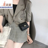 袋鼠（KANGAROO）高颜值包包女2024新款四季百搭单肩斜挎包迷你学生ins小巧链条包 黑色[] 可以放手机（18厘米x13厘米）