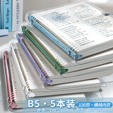 思进透明软皮活页笔记本本子活页本可拆卸扣环外壳pvc高颜值横线b5初中生高中生专用记事本手帐本 5本装/B5/全都拿下（300张/600页）