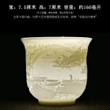 豹霖紫砂茶杯个人专用百家姓定制描金主人杯功夫泡茶盏杯大容量品茗杯 白瓷清明上河图主人杯