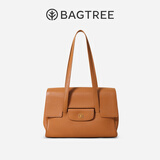 BAGTREE【朱珠代言】包包树海豚包轻奢植鞣皮托特包大容量通勤女士电脑包 大号-焦糖色 能装14寸MacBook 高级小众