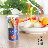 FaSoLa日本进口水果签水果叉牙签塑料多色甜品叉子支海洋动物蔬菜签 【日本SANADA】水果签20支