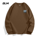 GLM白色长袖t恤男春秋季重磅男装打底衫纯棉吸汗宽松大码男士衣服