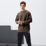 阿迪达斯卫衣男春季户外跑步运动套头衫防风保暖透气运动服 咖/深棕 L 