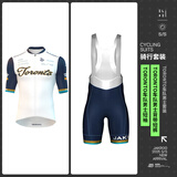 捷酷（jakroo）Toronto夏季短袖骑行服男女车队同款进口面料竞技版连体服套装 男款短袖+背带短裤套装 M