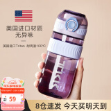 cica吸管杯成人孕妇水杯女塑料带刻度儿童直饮壶学生杯子躺着喝水夏季 紫500ml-直饮款-进口tritan材质