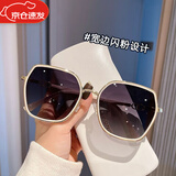 科沃奇百搭墨镜女防晒2025年新款潮大脸显瘦潮流眼镜太阳镜高级感 米白框渐变灰【镜盒镜布】