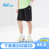 361°儿童短裤夏季男女童3-12岁透气运动裤梭织五分裤 黑 150