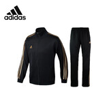 阿迪达斯运动套装男秋季跑步立领夹克外套直筒裤两件套 黑金 经典款 M