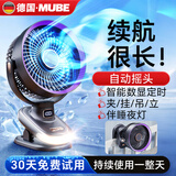 MUBE【德国】充电小风扇桌面风扇静音宿舍学生USB台式夹子壁挂床头电风扇小空调空气循环扇大风力家用 【旗舰大续航】星空灰-定时摇头-LED数显-轻音
