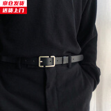 槿城港风腰带男女细皮带个性针扣帅装饰ins休闲裤子腰封西装裤腰带男HA001 黑色