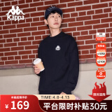 卡帕（Kappa）套头衫情侣男女宽松运动卫衣休闲圆领外套休闲上衣长袖K0CZ2WT93V 黑色-990 M