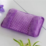 芗途新款热水袋加厚防爆充电暖水袋热宝自动断电暖水袋暖腰暖胃护腰 圆点紫色已注水+充电器