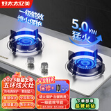 好太太亿美燃气灶双灶煤气灶家用鸳鸯灶台式嵌入式猛火炉具炉盘 五环钢火盖+不锈钢 瓶装液化气