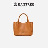 BAGTREE【朱珠代言】包包树墩墩包轻奢品牌植鞣皮菜篮子手提水桶包女士包 焦糖色【赠可拆卸内袋】 高级小众生日礼物女