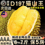 颜曼箐马来西亚猫山王榴莲D197整果液氨冷冻榴莲肉新鲜整个带壳水果 A级净重3.2-3.8斤包熟包甜