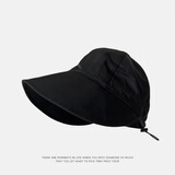 目丸防晒帽子女2025年新款渔夫帽大头围遮阳帽夏季防紫外线鸭舌帽子女 黑色