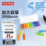 京东京造 5号电池10节送收纳盒 五号电池彩虹碱性超性能环保无铅汞 血压计/血糖仪/遥控器/挂钟/ 指纹锁