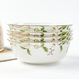 金岚玉唐山骨瓷超大泡7英寸方便面碗汤碗微波炉碗陶瓷汤碗可叠放大碗 香榭丽舍-7英寸翻口面碗4个