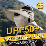 回力（Warrior）防晒渔夫帽男夏季遮阳帽透气大檐帽子户外登山运动太阳帽潮流凉帽 卡其色【速干透气/面罩可拆卸】
