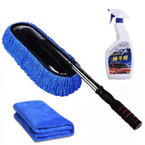 锦羽汽车用品可伸缩升级蜡拖居家除尘车掸子 洗车拖把洗车液套装 洗护3件套【蜡拖+掸子蜡+毛巾】