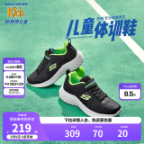 Skechers斯凯奇儿童运动鞋春秋女童魔术贴休闲鞋中大童轻质跑步鞋303601L 403732L黑色/蓝色/柠檬色/BBLM 35