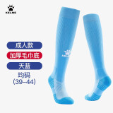 卡尔美（KELME）成人长筒足球袜加厚毛巾底防滑比赛训练运动高筒袜子男 天蓝