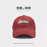 目丸韩版帽子棒球帽女简约大鸭舌帽春夏百搭潮人街头显脸小棒球帽男女 6#酒红色-字母款 均码 可调节