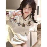 灿图韩系潮流加绒连帽卫衣女秋冬季慵懒风上衣服小个子宽松加厚外套潮 浅灰色常规 L 【建议100斤到120斤】