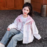 茨语女童春秋款外套2026新款运动童装儿童春季衣服女孩春装连帽 W8835粉色 120 适合105-115cm 40斤左右