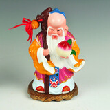 红泥坊天津泥人张彩塑礼品生日礼物寿公寿婆桌面装饰摆件礼物送长辈 06010寿公(人高24cm底托高2cm)