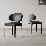 聆厅意式极简软包餐椅北欧现代简约家用靠背椅轻奢设计师高端餐厅椅子 【超纤皮面料】 餐椅4把