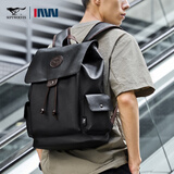 七匹狼皮质双肩包男士高级感商务通勤背包出差旅行包大容量书包高端礼物 黑色标准号