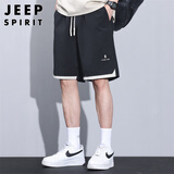 JEEP SPIRIT吉普短裤男士夏季沙滩工装冰丝速干休闲运动五分裤子 黑色  2XL 