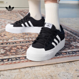 adidas NIZZA PLATFORM厚底增高运动帆布鞋女子阿迪达斯三叶草 一号黑/白 37