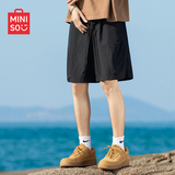 名创优品（MINISO）短裤男夏季凉感透气休闲工装裤户外山系机能宽松中裤子 黑 XL