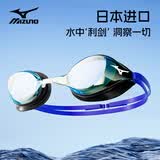 美津浓（MIZUNO）游泳镜日本进口专业比赛缓冲一体成型防水防雾成人眼镜N3JEA591灰