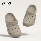 朴西多巴胺情侣洞洞鞋女款夏季外穿2025新款踩屎感沙滩防滑包头凉鞋女 卡其色 37-38