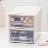 TENMA天马衣服收纳箱抽屉式透明储物整理箱塑料收纳盒Fits组合式抽屉柜 F257卡其色【25.7*36.9*14.6cm】 1个装