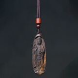 玄同 沉香木大日如来吊坠情侣项链观音平安牌文玩车挂件饰品木雕佛牌 观音-2*6cm小吊坠