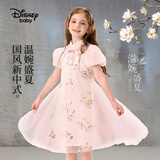 迪士尼（DISNEY）女童新中式连衣裙儿童中大童国风泡泡袖裙子25夏HYZ24W016粉160